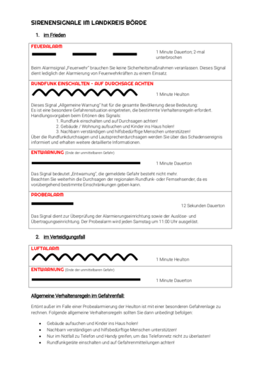 Dargestellt sind die Sirenensignale bei Gefahrensituation im Landkreis Börde.