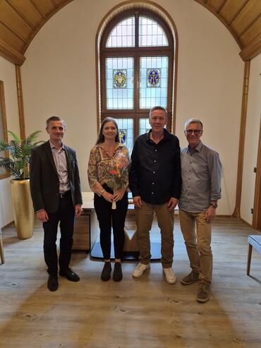Bürgermeister Benjamin Kanngießer, Maria Tietz, Uwe Hoffmann und Thomas Leitow (v. l.)